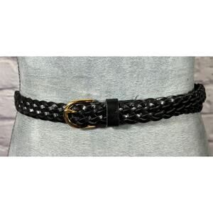 J. Crew Black Leather Preppy Braided Belt